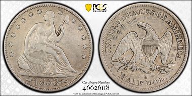 1853 50C Arrows & Rays N1