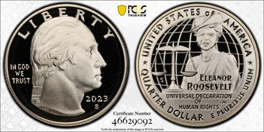 2023-S 25C Eleanor Roosevelt First Day of Issue PR70DCAM
