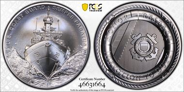 (2021-P) Medal U.S. Coast Guard Matte 2.5oz Ag First Strike MS70