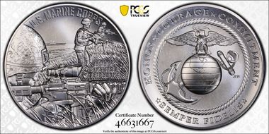 (2022-P) Medal U.S. Marine Corps Matte 2.5oz Ag First Strike MS70