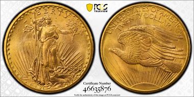 1908 $20 No Motto MS67+ 