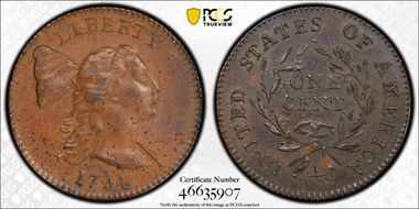 1794 1C Head of 1793 S-18b, Double Chin MS60BN