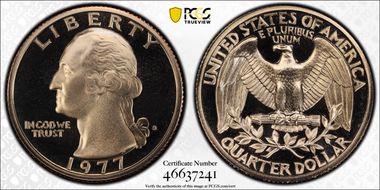 1977-S 25C PR70DCAM