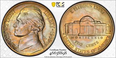 1939-D 5C Reverse of 1938 MS68