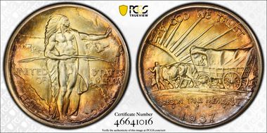 1937-D 50C Oregon MS67+