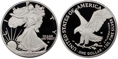 2023-W  $1 Silver Eagle First Day of Issue PR70DCAM