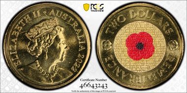 2022-C $2 Remembrance Day Colorized MS67