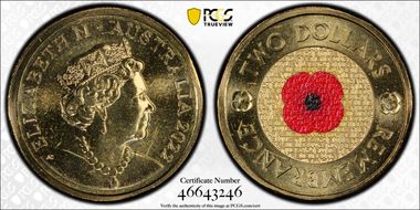 2022-C $2 Remembrance Day Colorized MS68