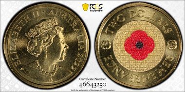 2022-C $2 Remembrance Day Colorized MS68