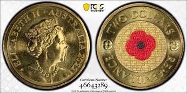 2022-C $2 Remembrance Day Colorized MS67