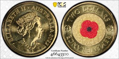 2022-C $2 Remembrance Day Colorized MS67