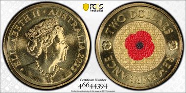 2022-C $2 Remembrance Day Colorized MS66