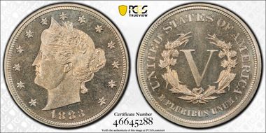 1883 5C No CENTS PR66CAM