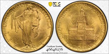 1926 $2.50 Sesquicentennial MS64+