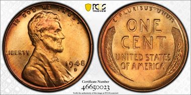 1948-D 1C MS67RD