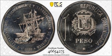 1989(c) Peso Ship Landing Cu-Ni MS67