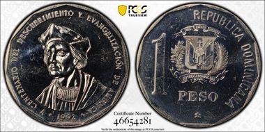 1992(c) Peso Columbus Cu-Ni MS64