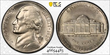 1939-S 5C Reverse of 1940 MS66