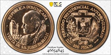 1979 100 P Visit of Pope John Paul II KM-55  Au MS68