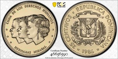 1986 25C KM-61.2 Coin Rotation Human Rights MS69