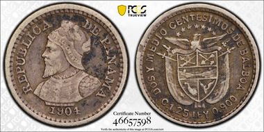 1904 2 1/2C KM-1  Ag AU50