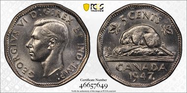 1947 5C Maple Leaf MS65