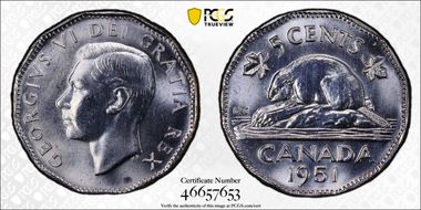 1951 5C Low Relief MS64