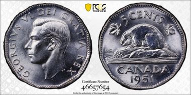 1951 5C Low Relief MS64