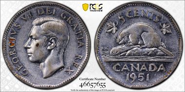 1951 5C High Relief AU50