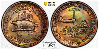 1936 50C Wisconsin MS69
