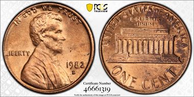 1982-D 1C Bronze MS62RD
