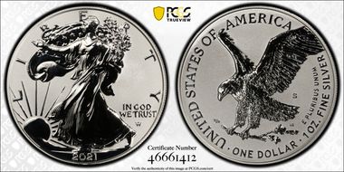 2021-S $1 Silver Eagle Rev PR - Type 2 Designer Edition PR69