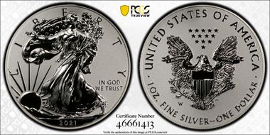 2021-W $1 Silver Eagle Rev PR - Type 1 Designer Edition PR70