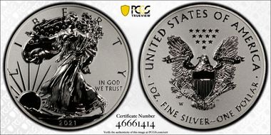 2021-W $1 Silver Eagle Rev PR - Type 1 Designer Edition PR69