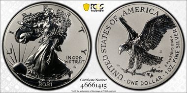 2021-S $1 Silver Eagle Rev PR - Type 2 Designer Edition PR69