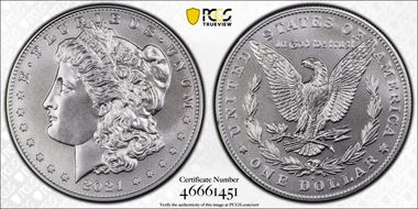 2021-D $1 Morgan Dollar 100th Anniversary MS69