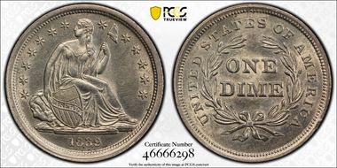 1839 10C No Drapery AU58