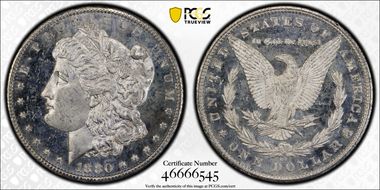 1880-CC $1 8/High 7 MS64+ DMPL