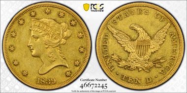 1839/8 $10 Type of 1838 AU55