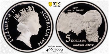 1994 $5 Charles Sturt Australian Explorers PR69DCAM