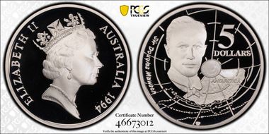 1994 $5 Sir Douglas Mawson Australian Explorers PR70DCAM