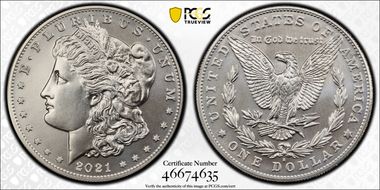 2021-S $1 Morgan Dollar 100th Anniversary MS70