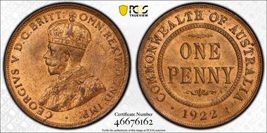 1922  1D English obverse MS64RB