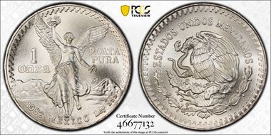 1982-Mo Onza Libertad Ag MS67+