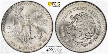 1983-Mo Onza Libertad Ag MS67