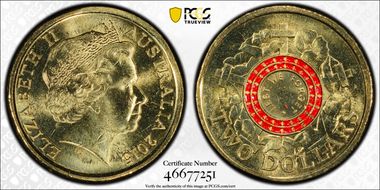 2015 $2 Lest We Forget Colorized MS65