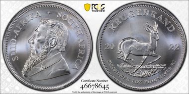 2022 1 Rand Krugerrand Silver MS70