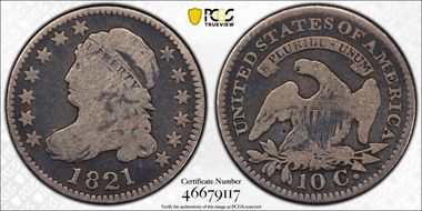 1821 10C Large Date VG8