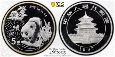 1997 5 Yn Panda Silver PAN-296A MS69
