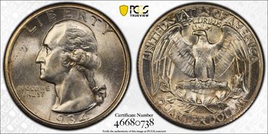 1934 25C Medium Motto AU58